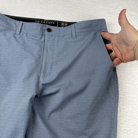 7 DIAMONDS Stadium Hybrid Performance Golf Shorts Mens 36 Blue Geometric Stretch - Picture 6 of 14